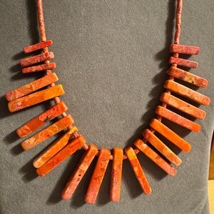Reddish Orange Coral Statement Necklace